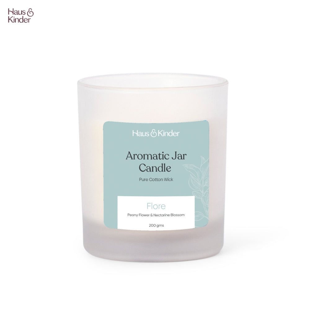 Flore Candle with White Frosted Jar 200 gm
