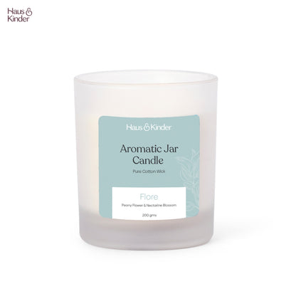 Flore Candle with White Frosted Jar 200 gm