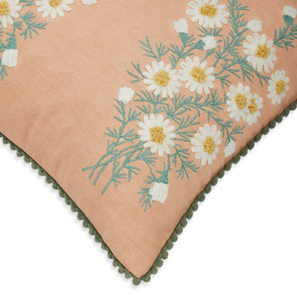 Embroidered Decorative Cushion Cover, Peach Buta