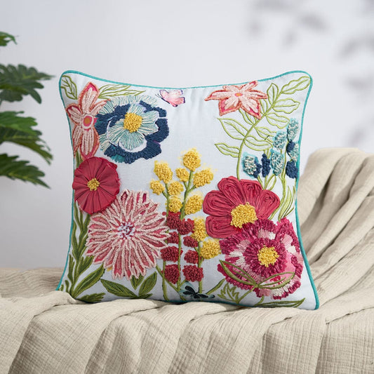 Embroidered Decorative Cushion Cover, Ornate floral
