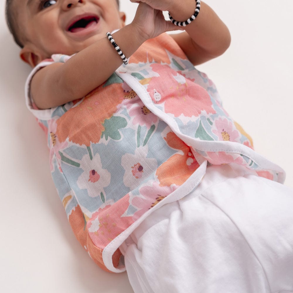 100% Cotton Muslin Vest for Girls - Bold Floral & Ditsy Floral