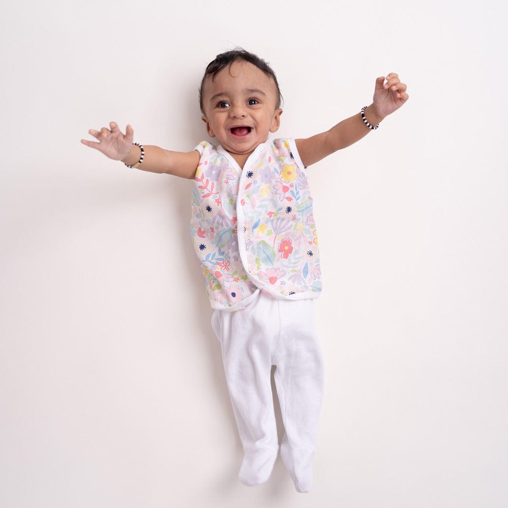 100% Cotton Muslin Vest Pack of 2 for Girls - Bold Floral & Ditsy Floral