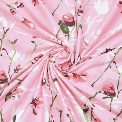 Summer Vintage Romance, 100% Cotton Double Bedsheet, 186 TC, Pink