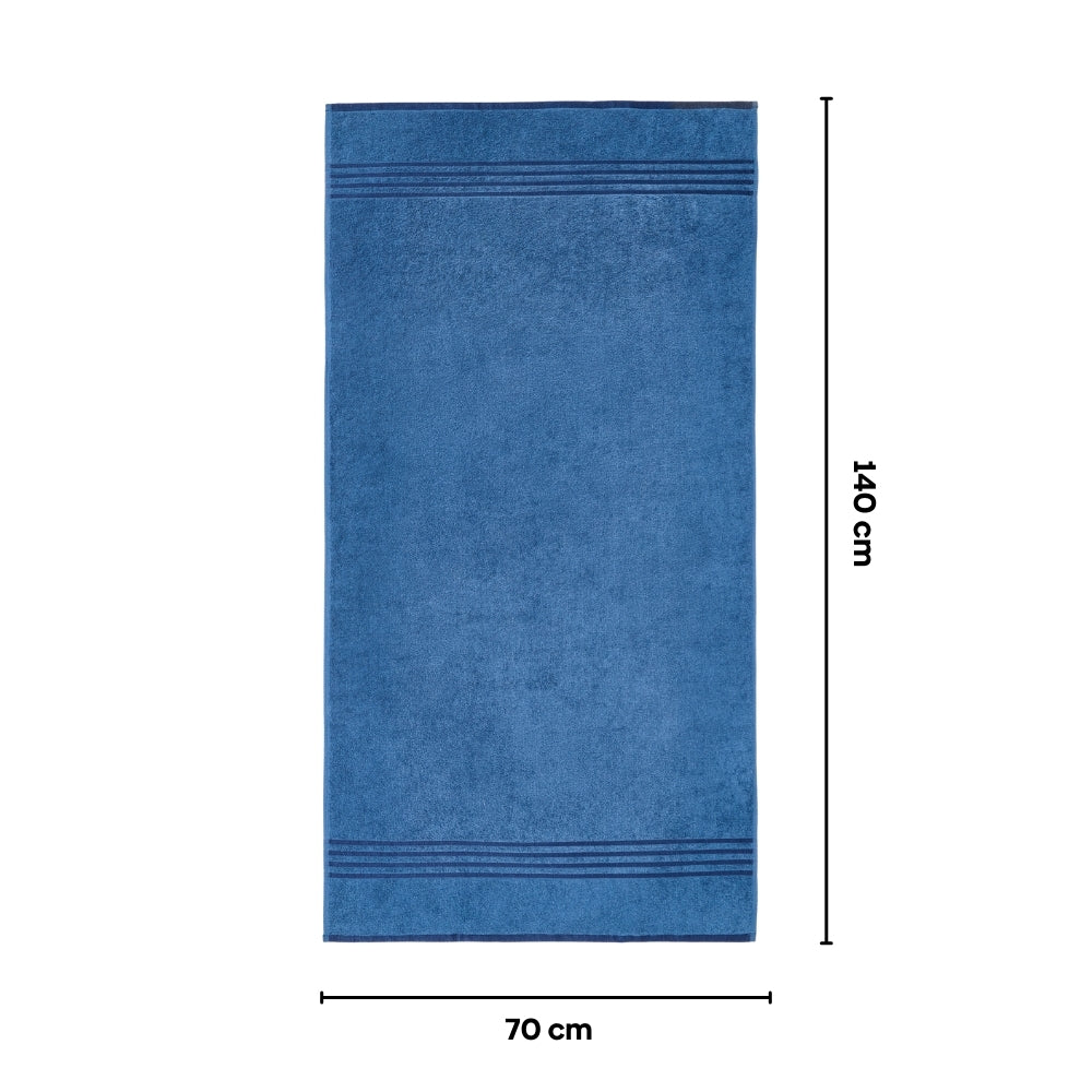 Moments Double Bed Sheet and Bath Towel Gift Set Of 4, Blue