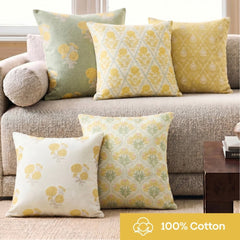 100% Cotton Digital Printed Cushion Covers, Pack of 5 - Cushion Covers | haus & kinder