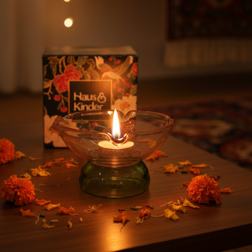 Grace Twin Glass Diya, Quards & Jazde