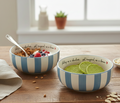 Daydream Blue Small Bowl-White & Blue Set of 2