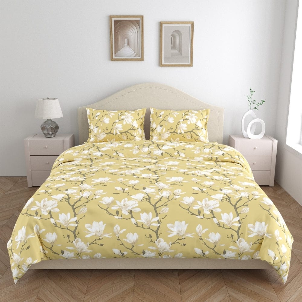 Golden Bloom Trellis 100% Cotton King Bedsheet, 144 TC