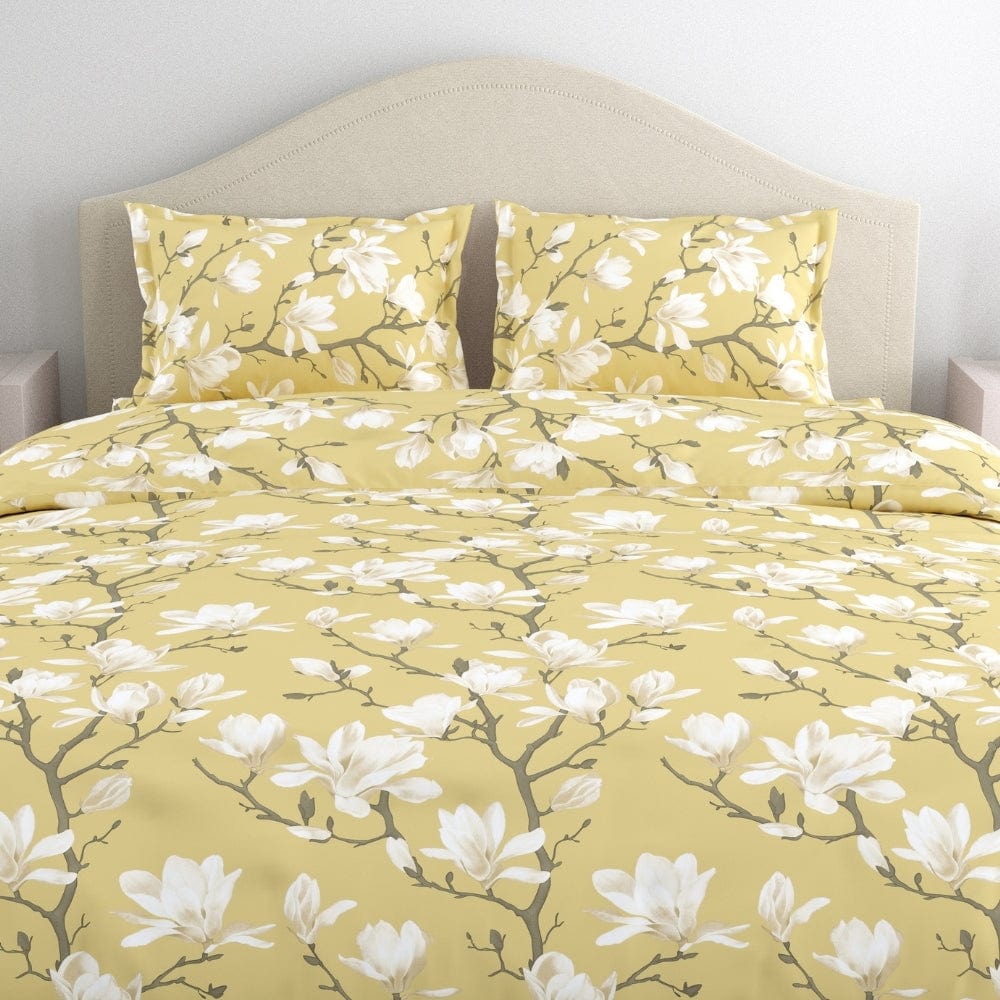 Golden Bloom Trellis 100% Cotton Double Size Bedsheet, 144 TC - Bedsheets | haus & kinder