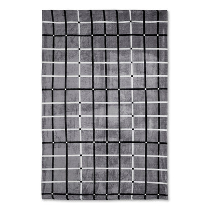 Grey Stripe Printed Reversible Flannel AC / All season Blanket - Single