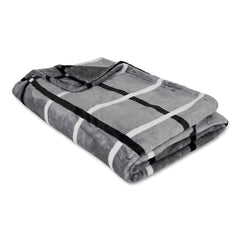 Grey Stripe Printed Reversible Flannel AC / All season Blanket - Double - Flannel Blanket | haus & kinder