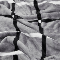 Grey Stripe Printed Reversible Flannel AC / All season Blanket - Double - Flannel Blanket | haus & kinder
