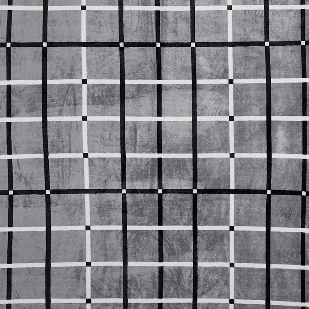 Grey Stripe Printed Reversible Flannel AC / All season Blanket - Double