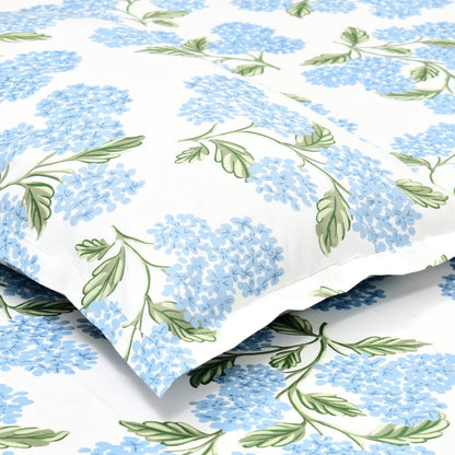 Hydrangea Blue 100% Cotton Double Size Bedsheet, 186 TC