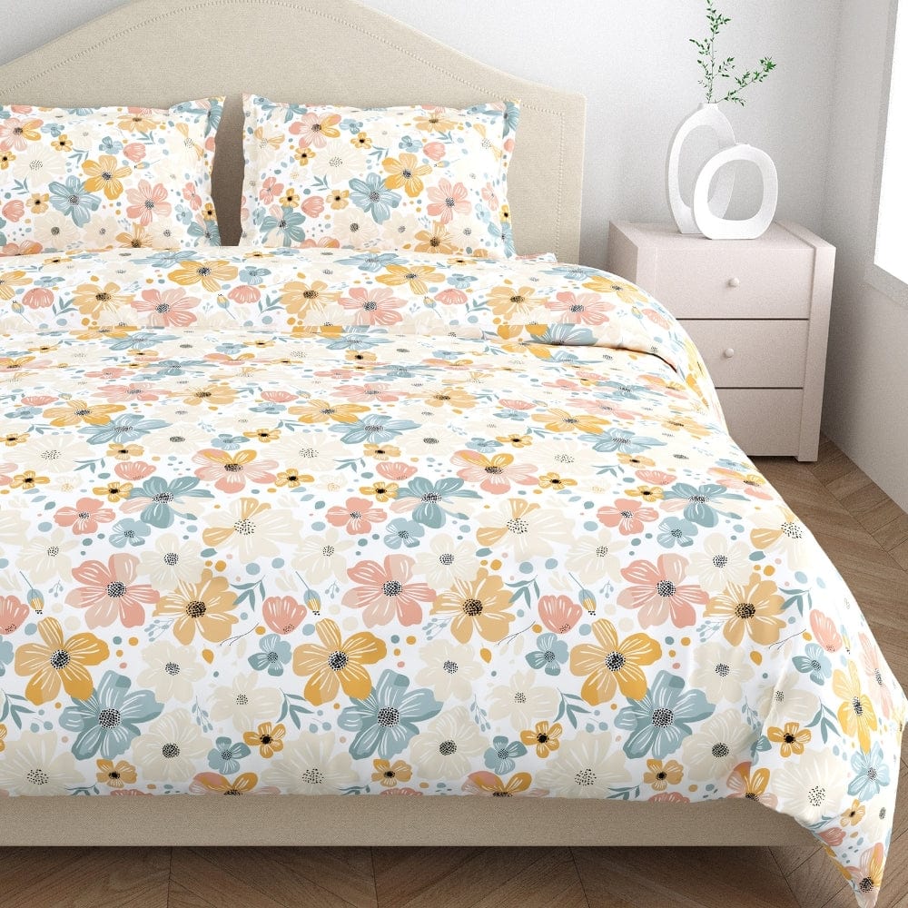 Hawaiian Petals 100% Cotton Double Size Bedsheet, 144 TC