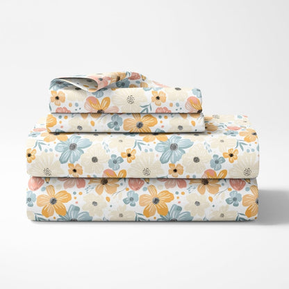 Hawaiian Petals 100% Cotton Double Size Bedsheet, 144 TC