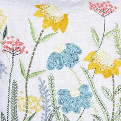 Embroidered Decorative Cushion Cover, Aqua floral