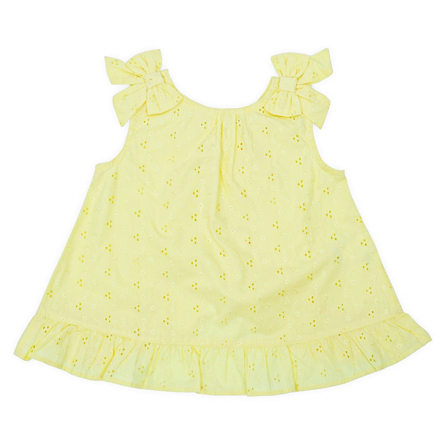 Dewy Daffodil Cross over back peplum frock and bloomer set, Green 0-24 months