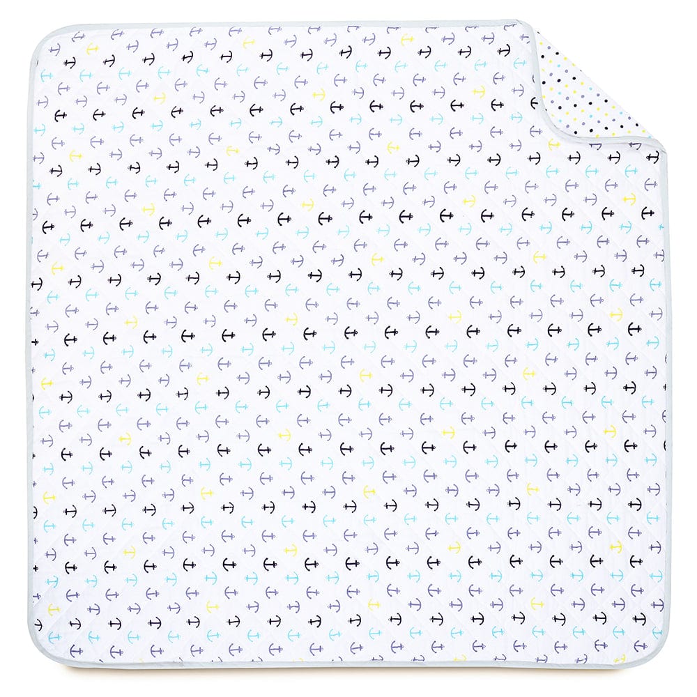 Nautical 100% Cotton Muslin Reversible Quilt for New Born Baby