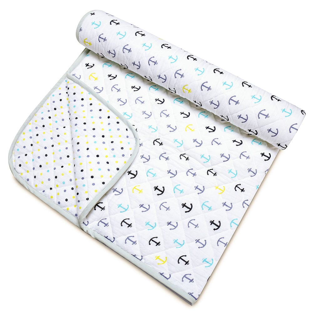 Nautical 100% Cotton Muslin Reversible Quilt for New Born Baby