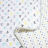 Nautical 100% Cotton Muslin Reversible Quilt for New Born Baby