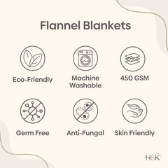 Grey Stripe Printed Reversible Flannel AC / All season Blanket - Double - Flannel Blanket | haus & kinder