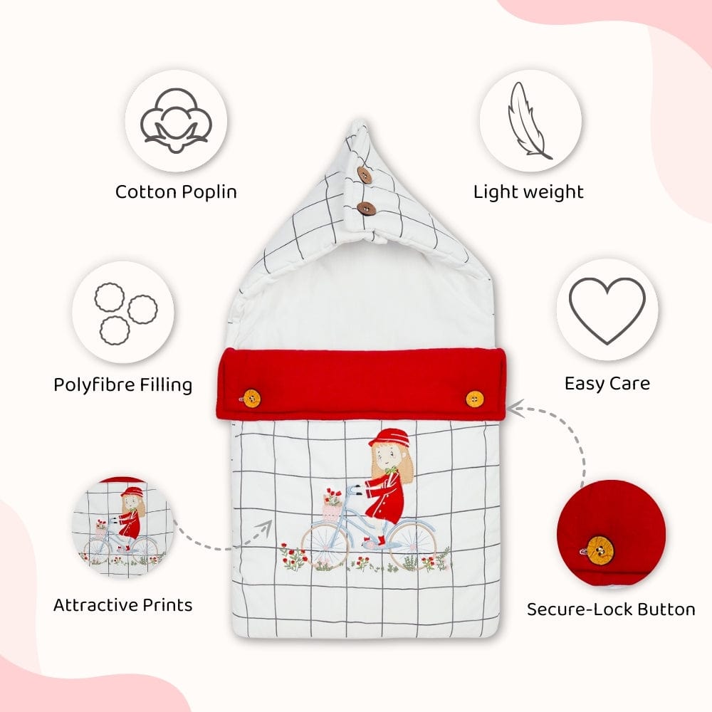 Cotton Carrier Nest cum Sleeping Bag, Scarlet in Paris