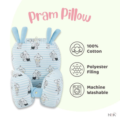 Cotton Pram Pillow cum Baby Seat , Elephantastic