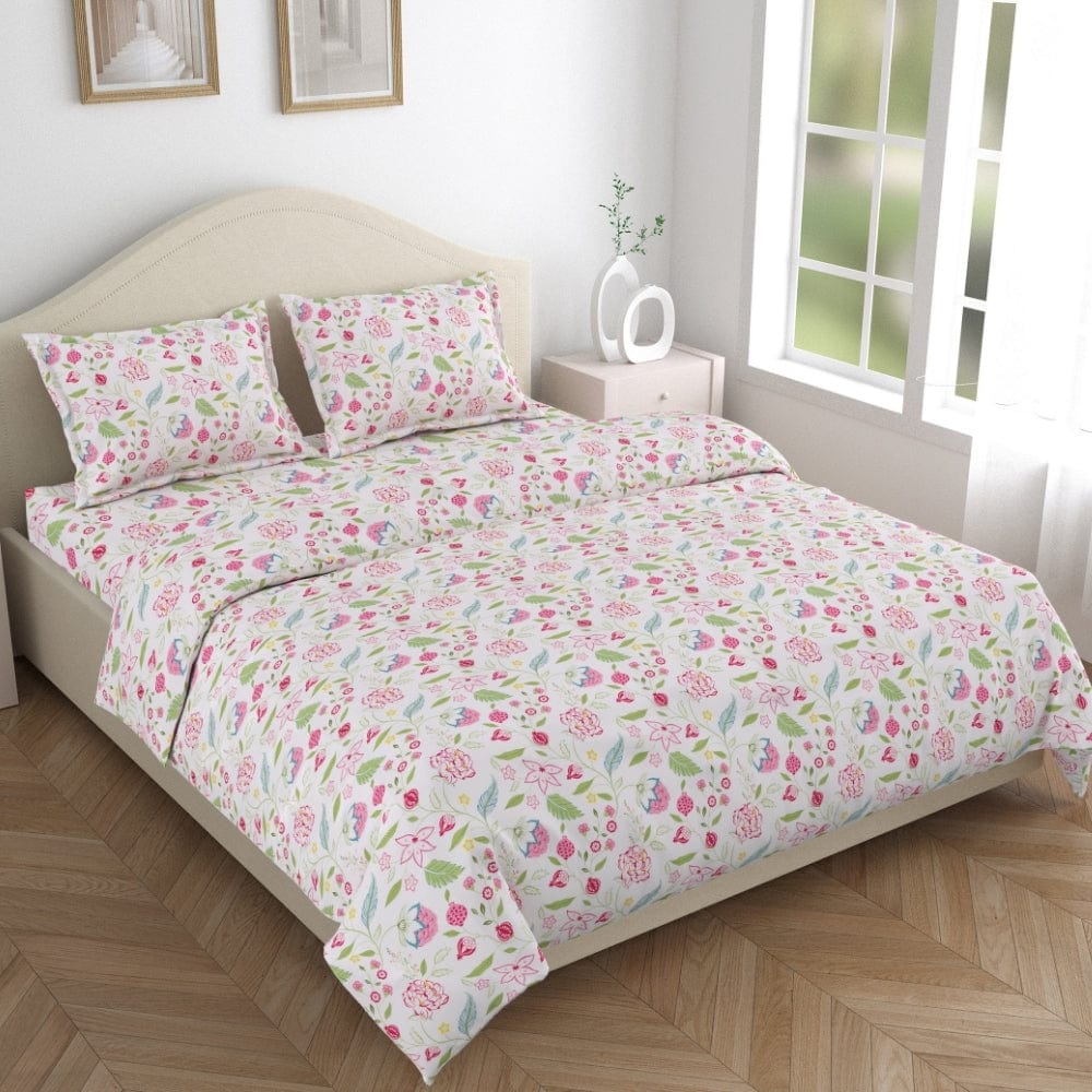 Jaypor Blooms 186 TC Cotton 100% Printed Flat Double Bedsheet