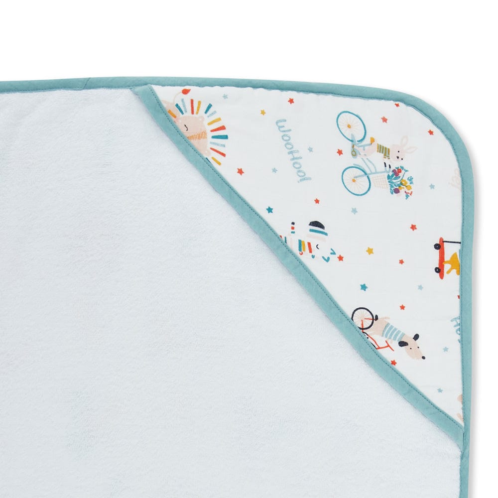 Cotton Muslin-Terry Hooded Towel ( Newborn - 12 Months) - Jungle Party