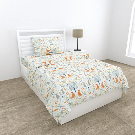 Percale 210 TC Single Flat Bedsheet-Cottage Core