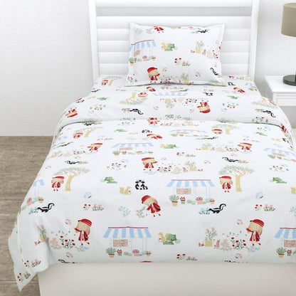 Percale 210 TC Single Flat Bedsheet- Scarlet on Adventure