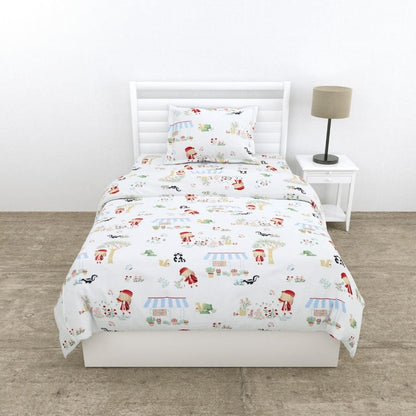 Percale 210 TC Single Flat Bedsheet- Scarlet on Adventure