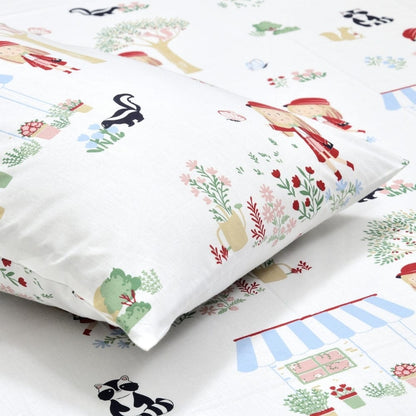 Percale 210 TC Single Flat Bedsheet- Scarlet on Adventure