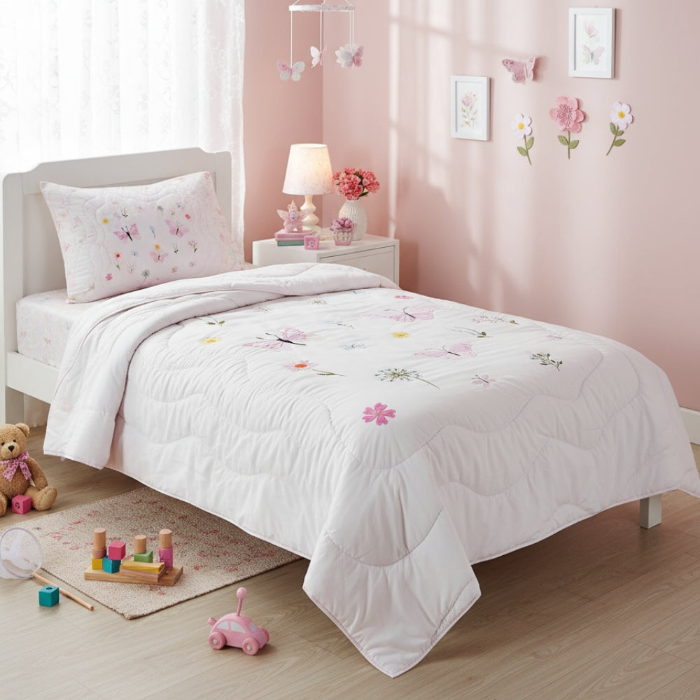 Butterfly Garden Kids Quilt,Pink