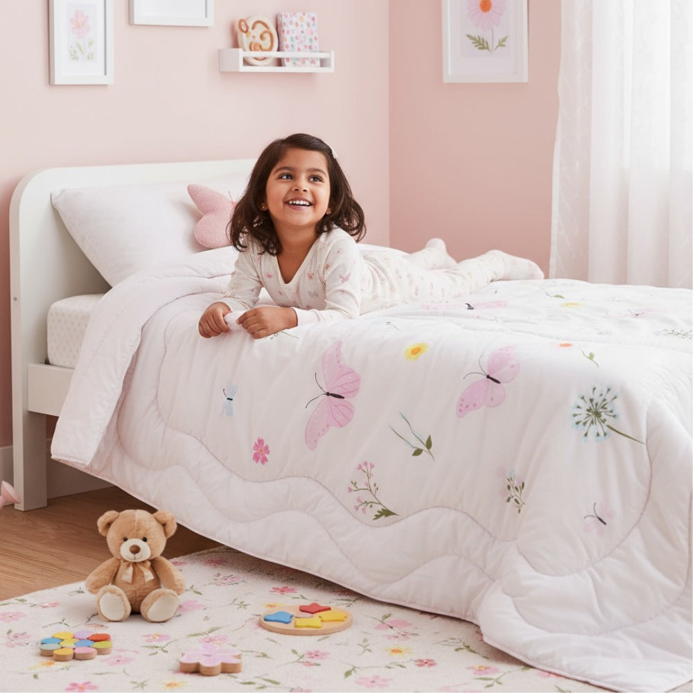 Butterfly Garden Kids Quilt,Pink