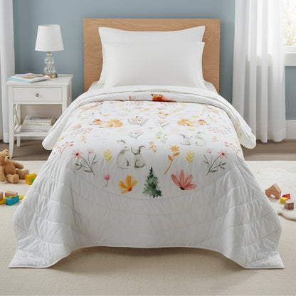 Whimsical Woodland Kids Quilt, Beige