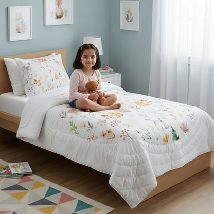 Whimsical Woodland Kids Quilt, Beige