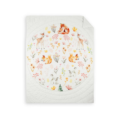 Whimsical Woodland Kids Quilt, Beige