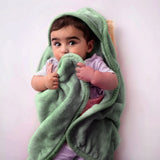 Super Soft Plush Baby hooded Flannel Blanket, Sage Green