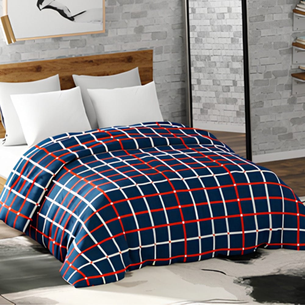 Blue Stripe Printed Reversible Flannel AC / All season Blanket - Double