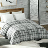 Grey Stripe Printed Reversible Flannel AC / All season Blanket - Double