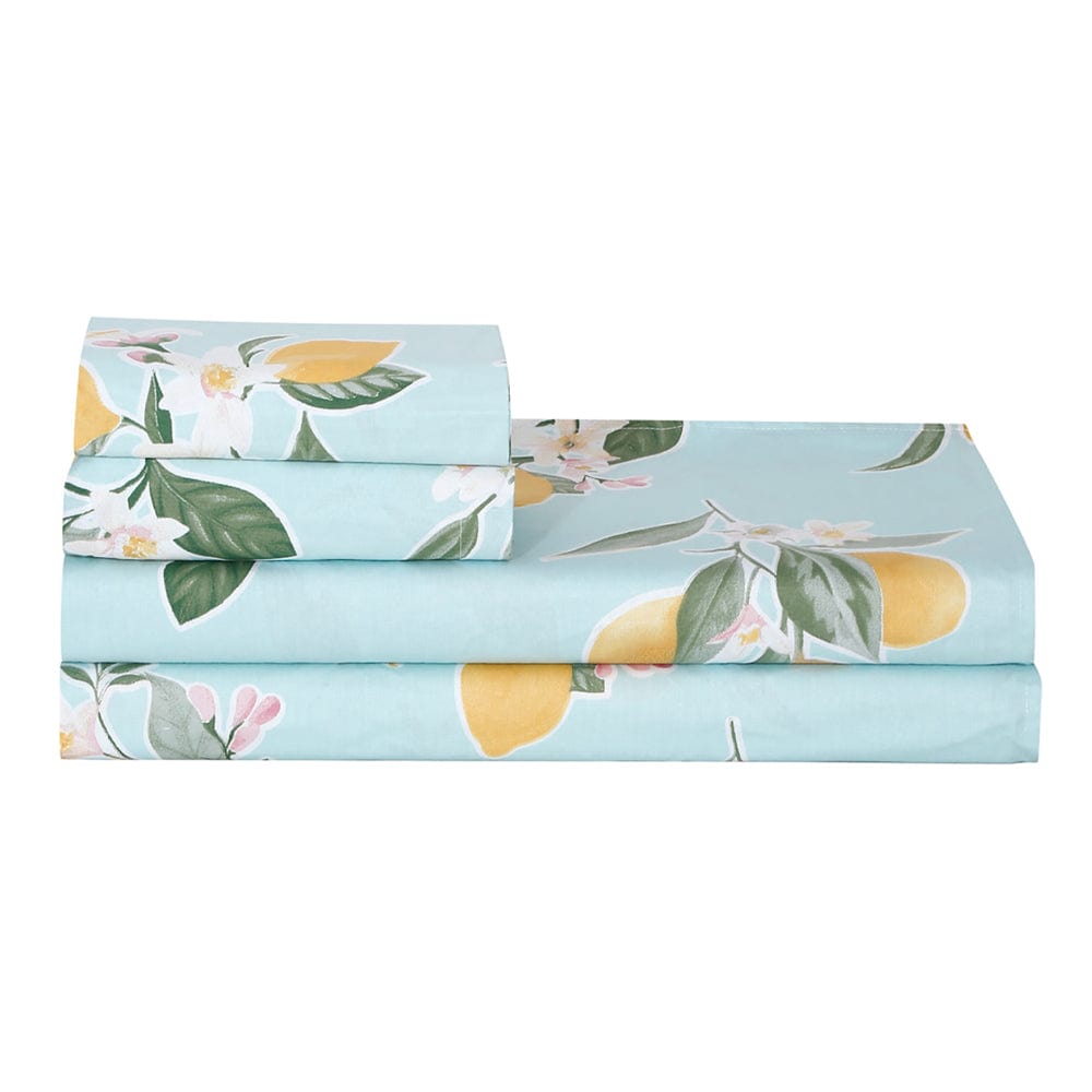 Citrus Breeze 100% Cotton King Bedsheet, 186 TC