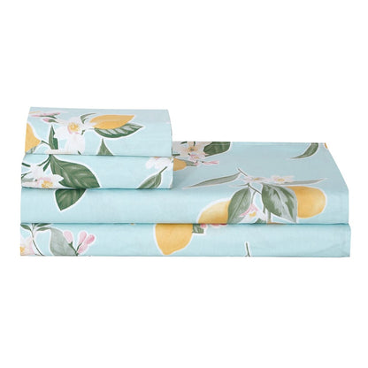 Citrus Breeze 100% Cotton Double Bedsheet, 186 TC