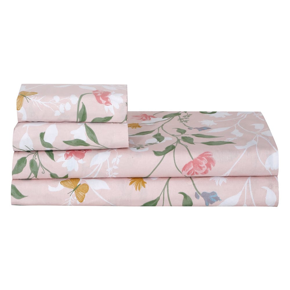 Blush Vineyard 100% Cotton Bedsheet, 186 TC