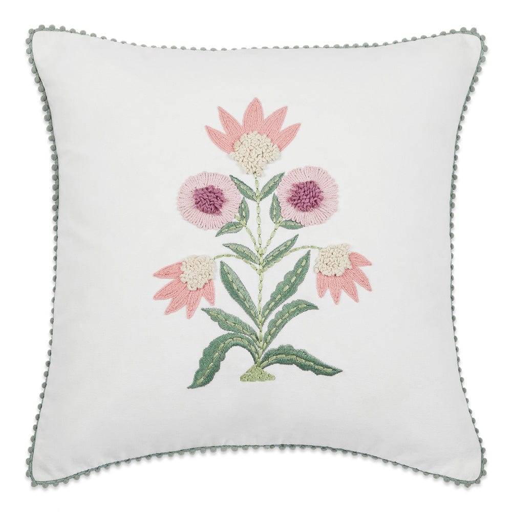 Embroidered Decorative Cushion Cover, Lone Flower