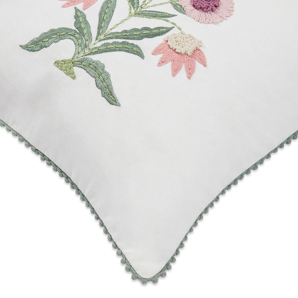 Embroidered Decorative Cushion Cover, Lone Flower