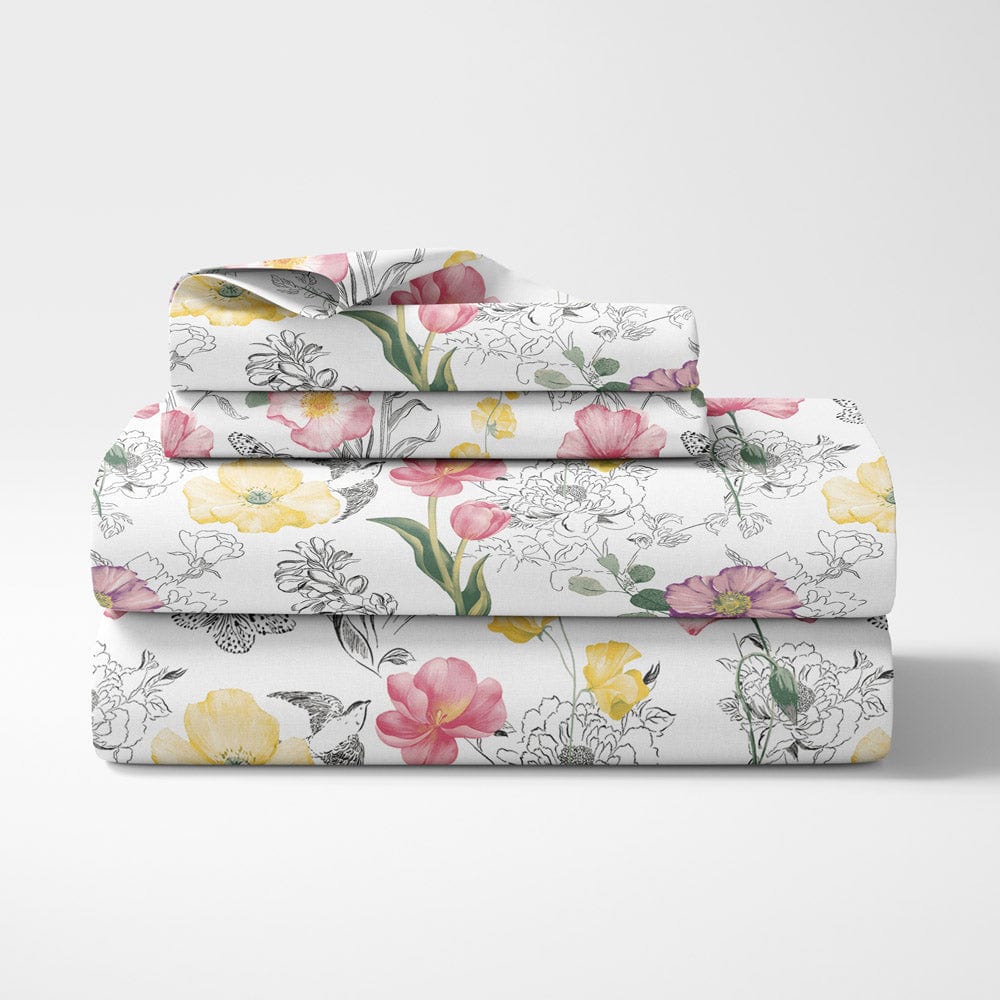 Lush Petals, 100% Cotton Double Size Bedsheet, 186 TC