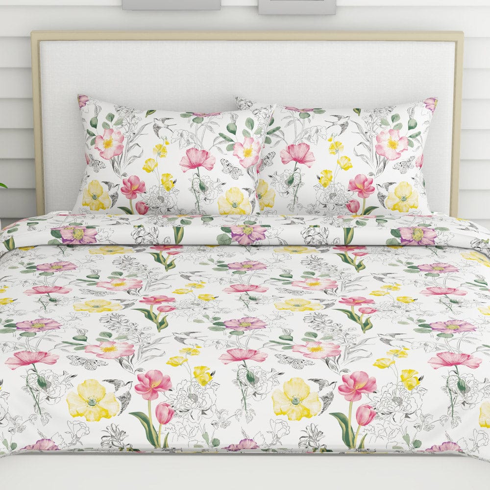 Lush Petals, 100% Cotton Double Size Bedsheet, 186 TC