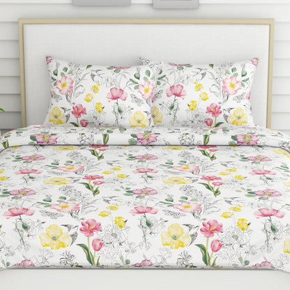 Lush Petals, 100% Cotton Double Size Bedsheet, 186 TC